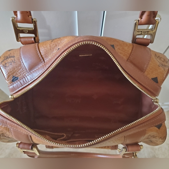 MCM Visetos Satchel in Cognac w/MCM Charm - Picture 13 of 17
